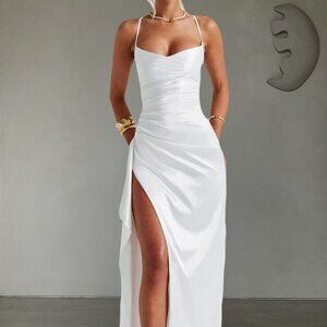 Slit Crisscross Back Maxi Cami Dress | New Sheath Sleeveless Evening Dress